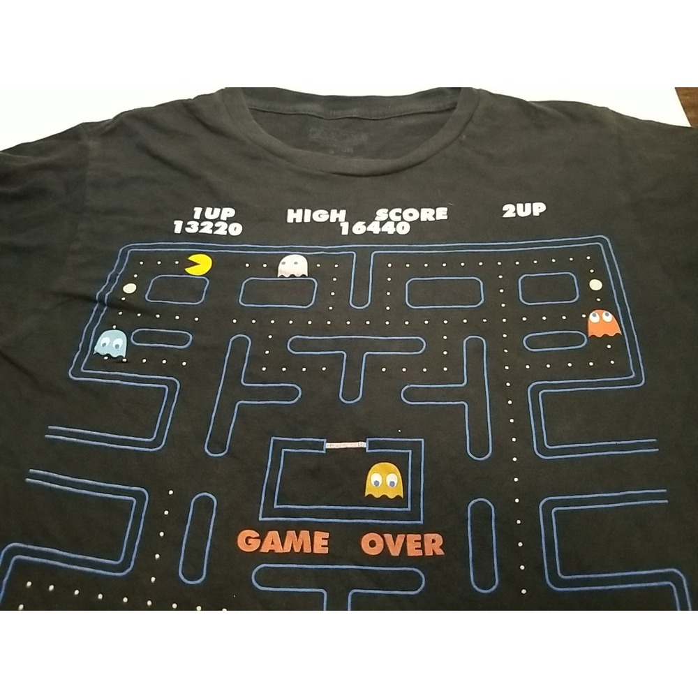 Pac-Man Game Over Graphic Tee Black Mens Small Arcade Gamer Shirt